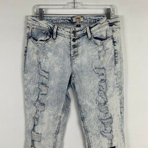 L.E.I. Jeans Womens Size 9 Juniors Giselle skinny Mid Rise Stone Wash Distressed